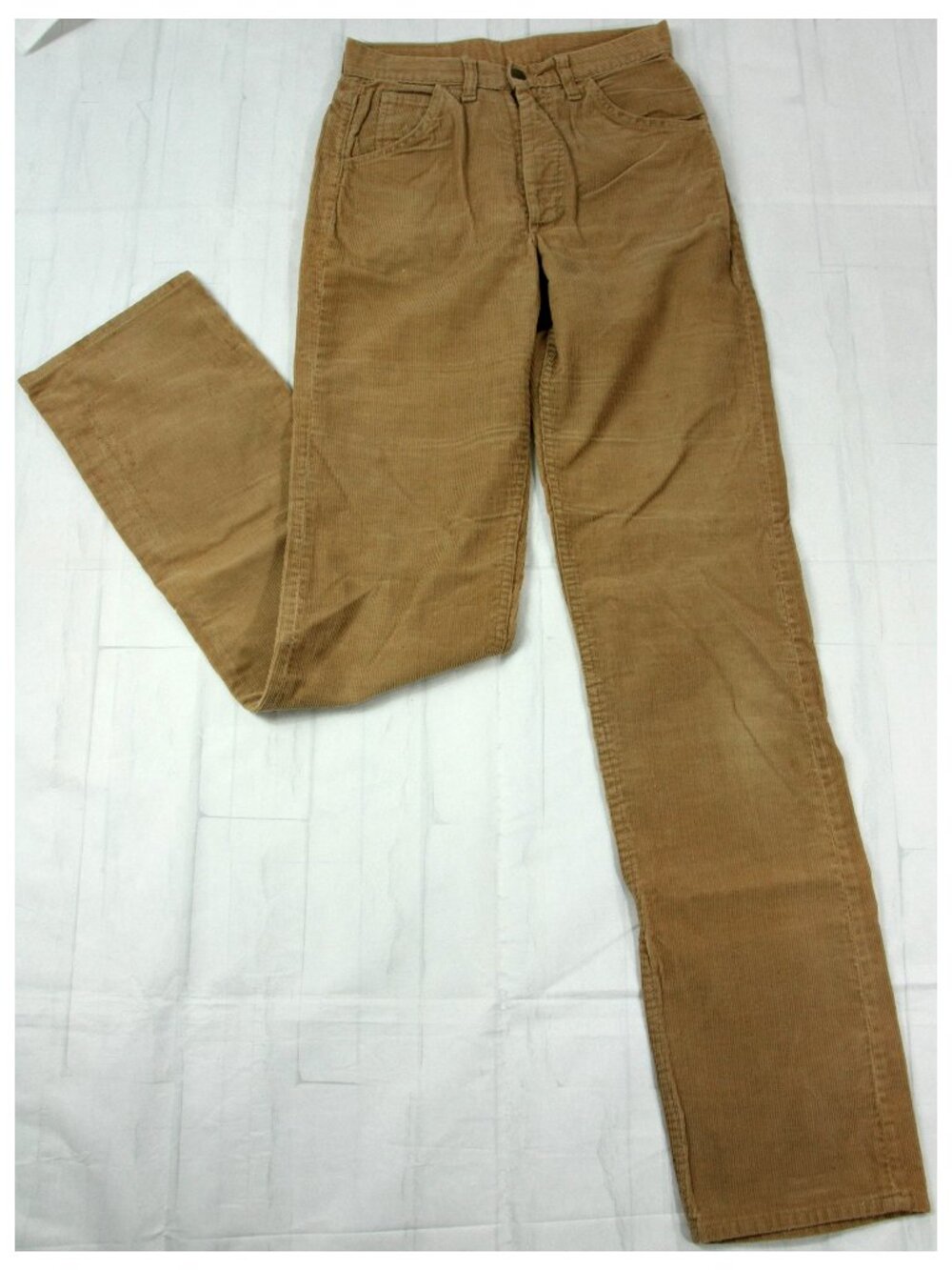Vintage Lee Riders Tan High Waist Corduroy Straight Leg Pants 4 Tall Long 1970s